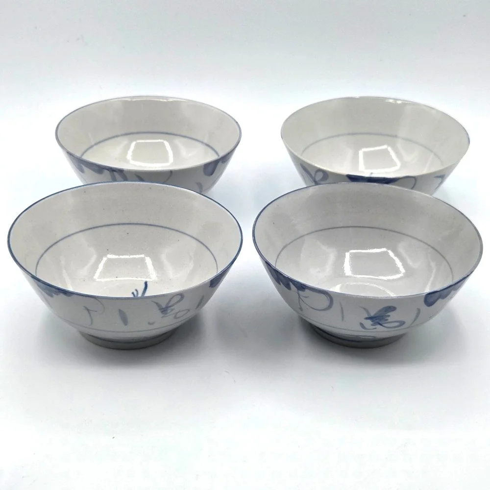 Porcelain Rice Soup Bowls  Asian/Oriental Blue & White  VINTAGE